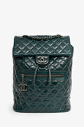 Pre-Loved Chanel™ 2015-16 Green Glazed Calfskin Quilted Small Salzburg Mountain Backpack