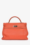 Hermès Coral Clemence Leather Kelly 40 with Strap