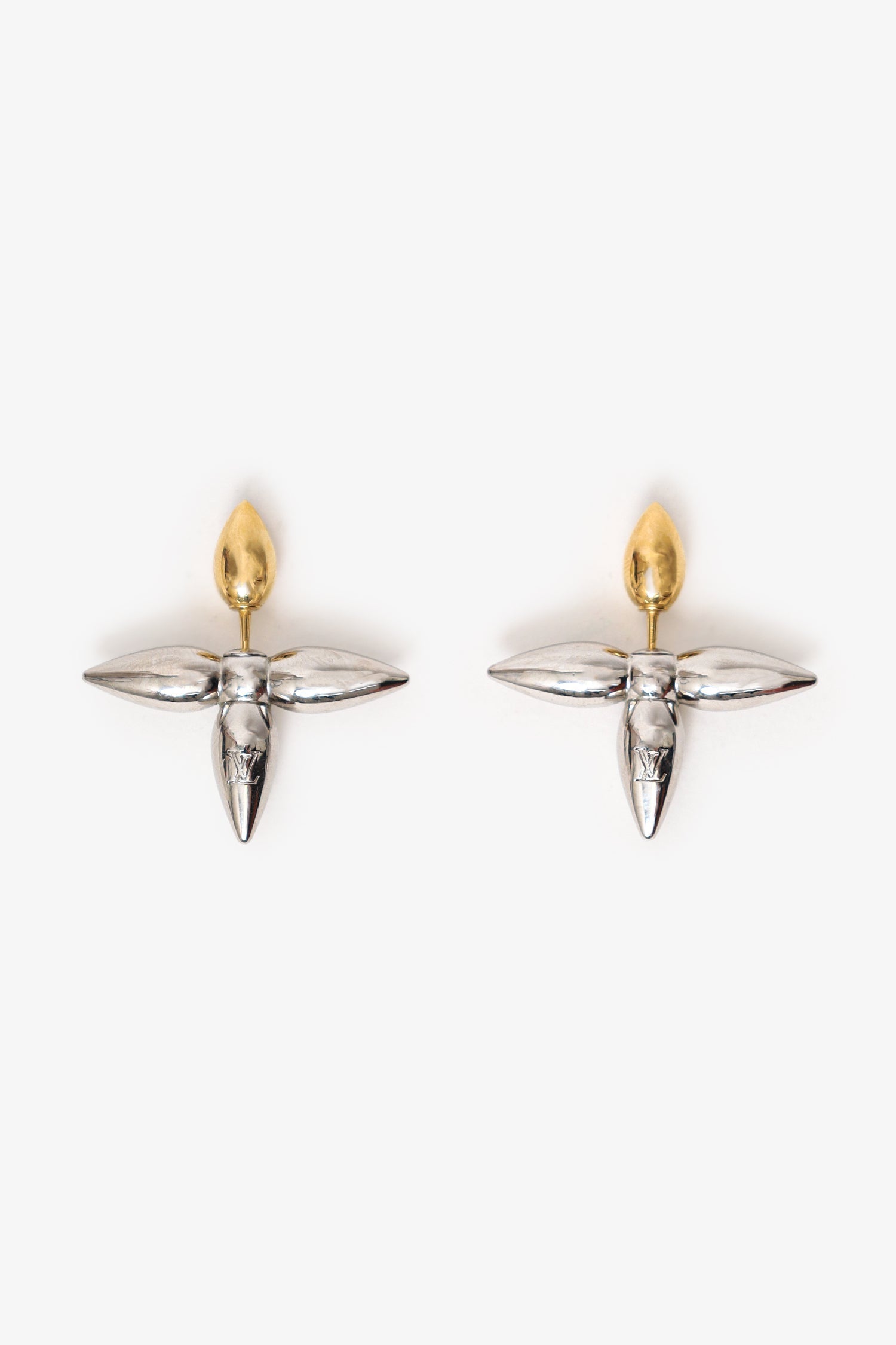 Louis Vuitton Gold/Silver Tone 'Louisette' Earrings