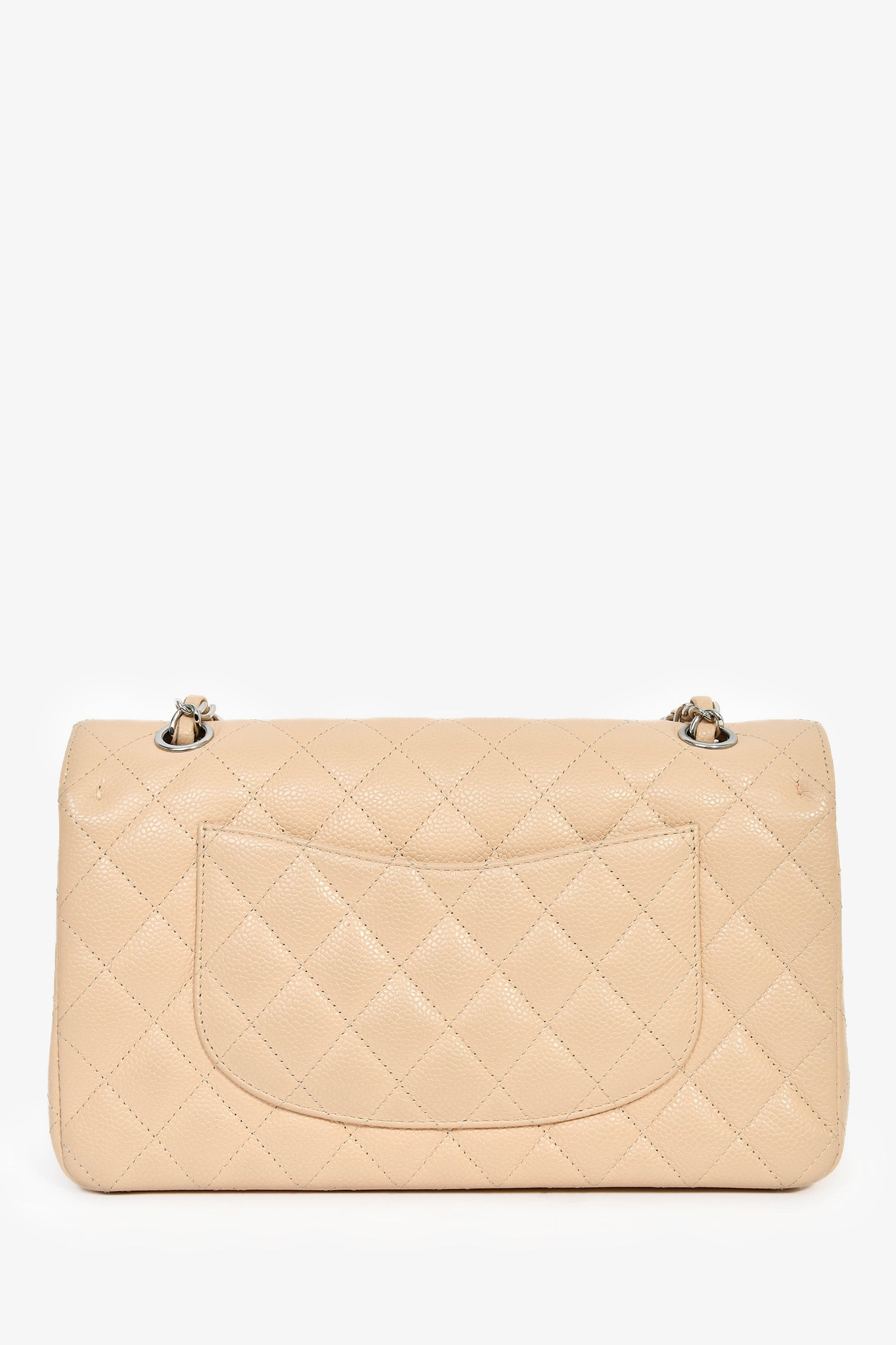 Pre-Loved Chanel™ 2011 Beige Caviar Leather Medium Double Flap Shoulder Bag