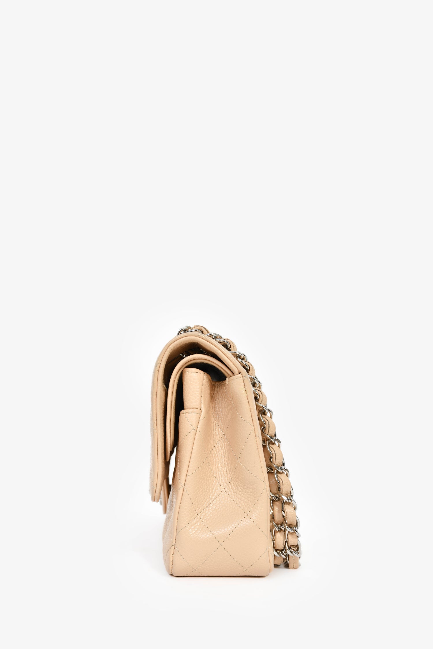 Pre-Loved Chanel™ 2011 Beige Caviar Leather Medium Double Flap Shoulder Bag