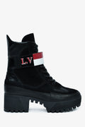 Louis Vuitton Black Suede Striped Combat 'Laureate' Boots Size 36