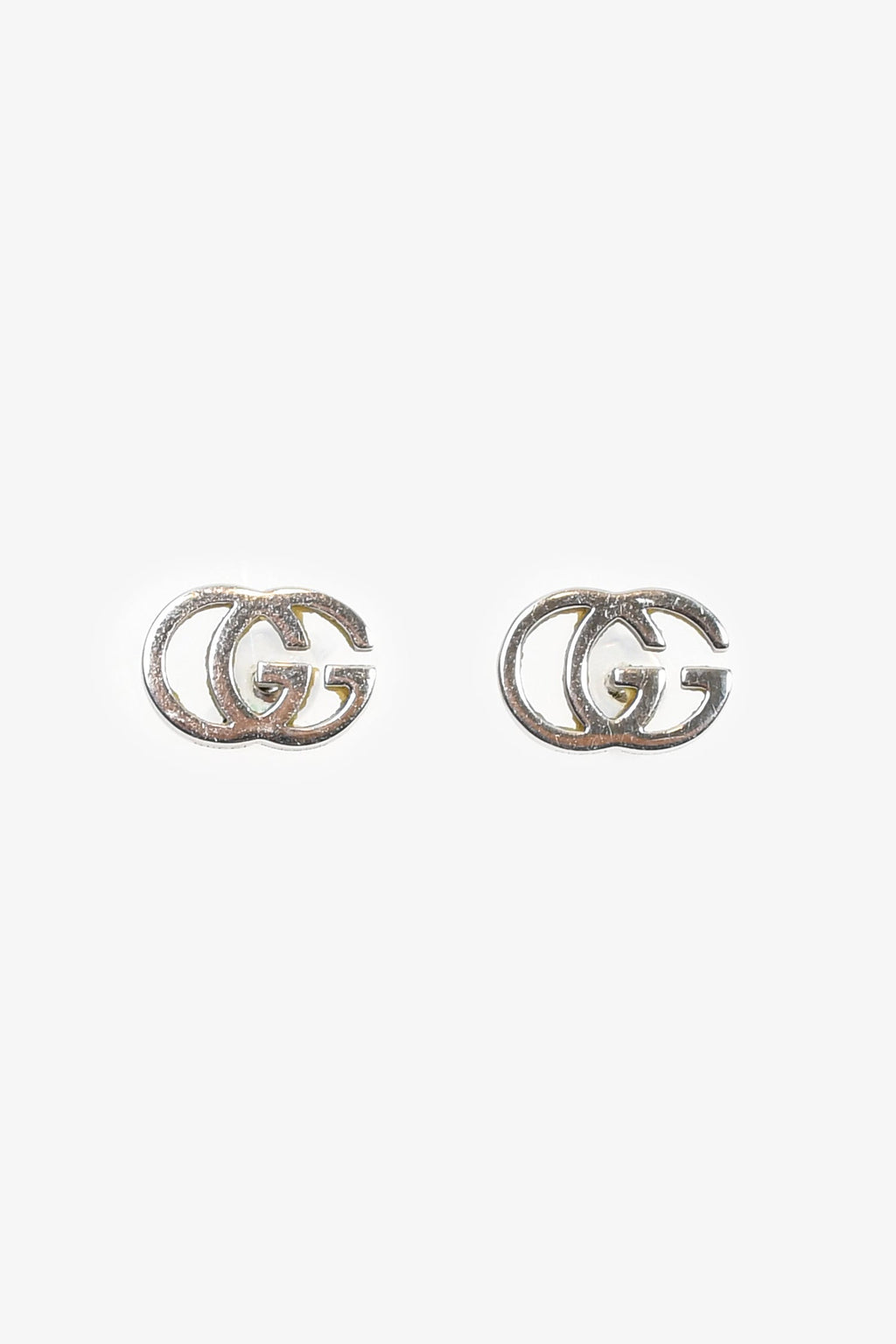 Gucci 18K White Gold Running G Stud Earrings