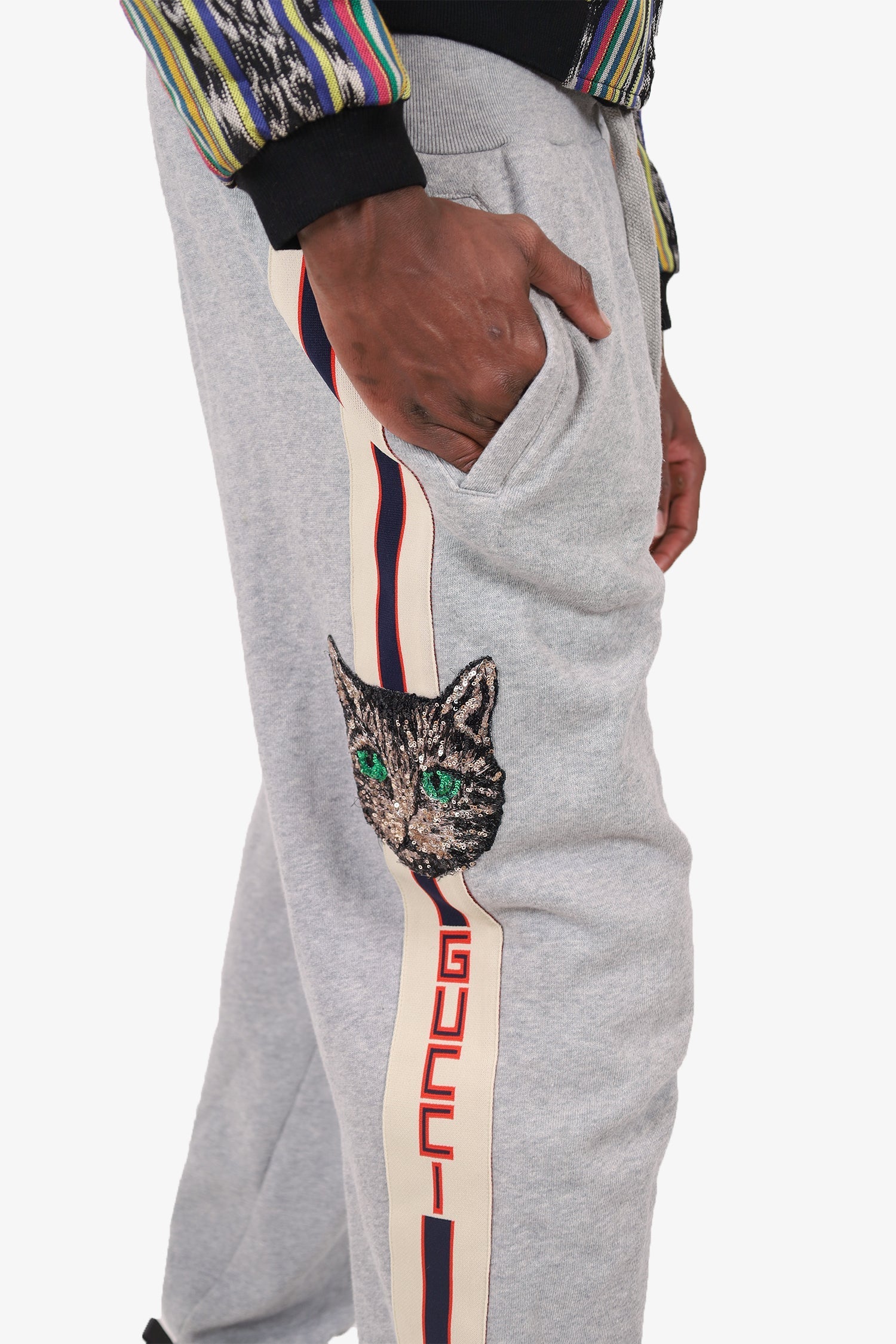 Gucci Grey Cat Sweatpants Size L Mens