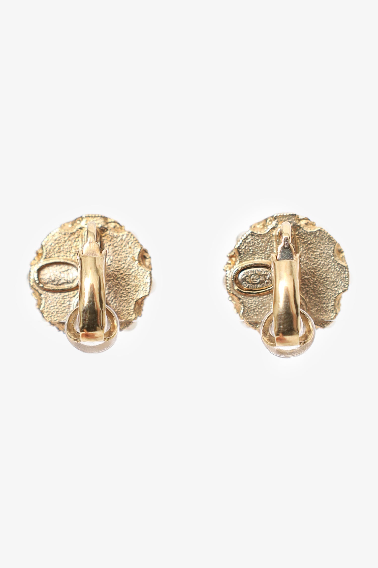 Pre-Loved Chanel™ Gold Tone Faux Pearl CC Logo Stud Earrings