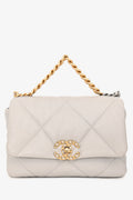 Pre-Loved Chanel™ Grey Shiny Lambskin Medium 19 Flap Bag