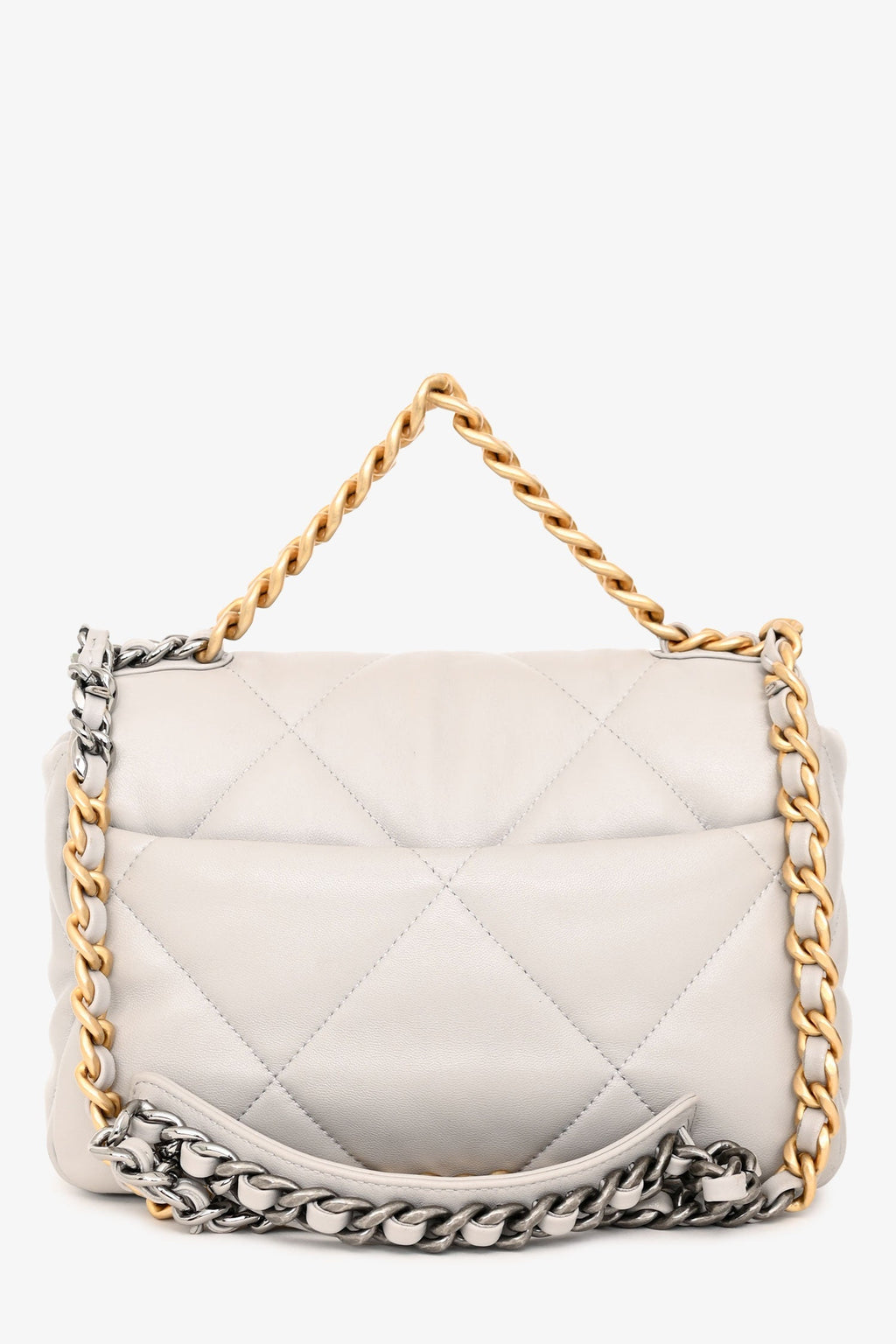 Pre-Loved Chanel™ Grey Shiny Lambskin Medium 19 Flap Bag
