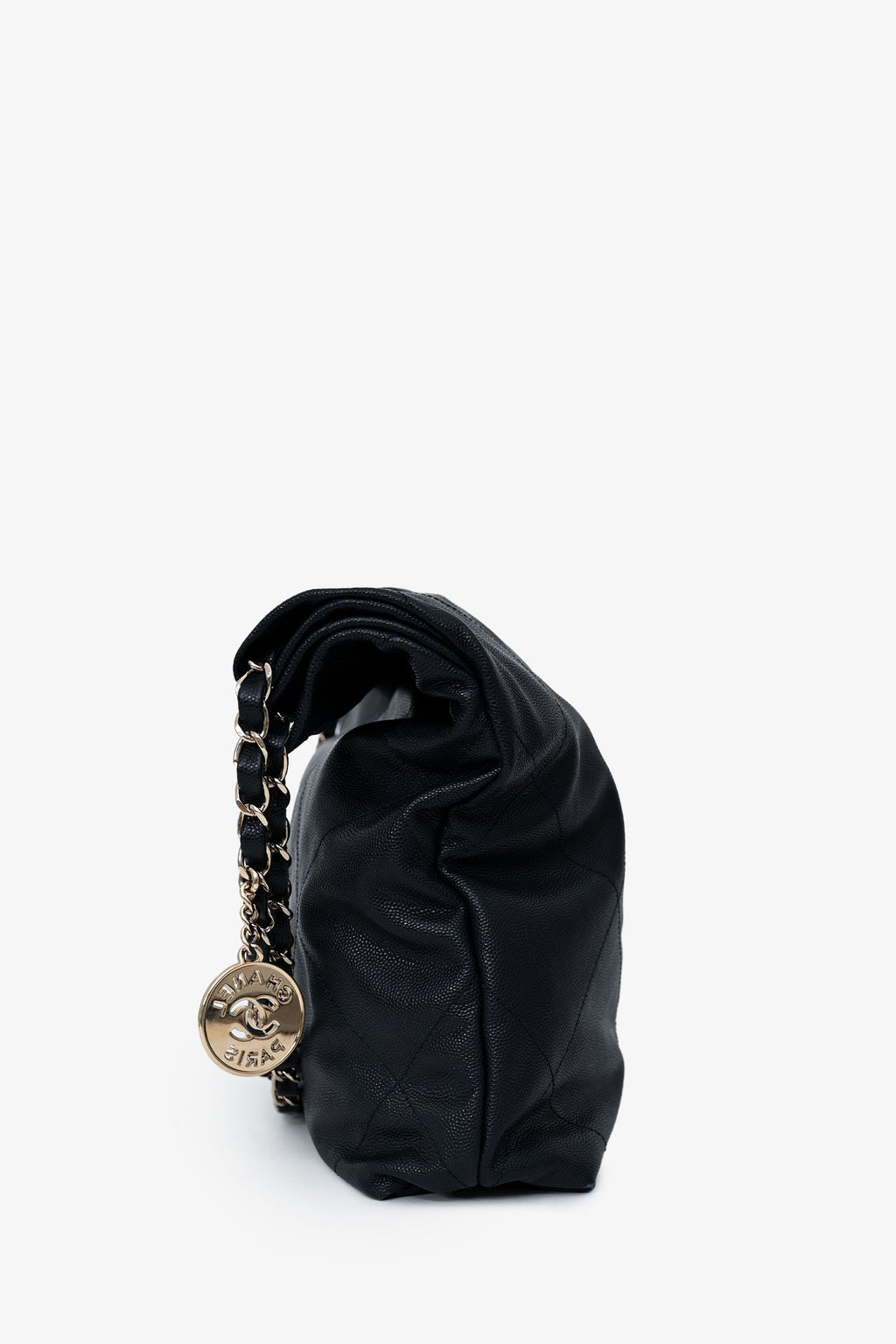 Pre-Loved Chanel™ Navy Caviar Leather 22 Small Hobo Shoulder Bag SHW