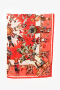 Hermès Red/Orange Silk 'Kachinas' Scarf 140
