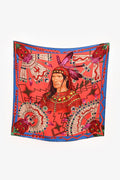 Hermès Red/Blue Silk Graphic Printed Scarf 90