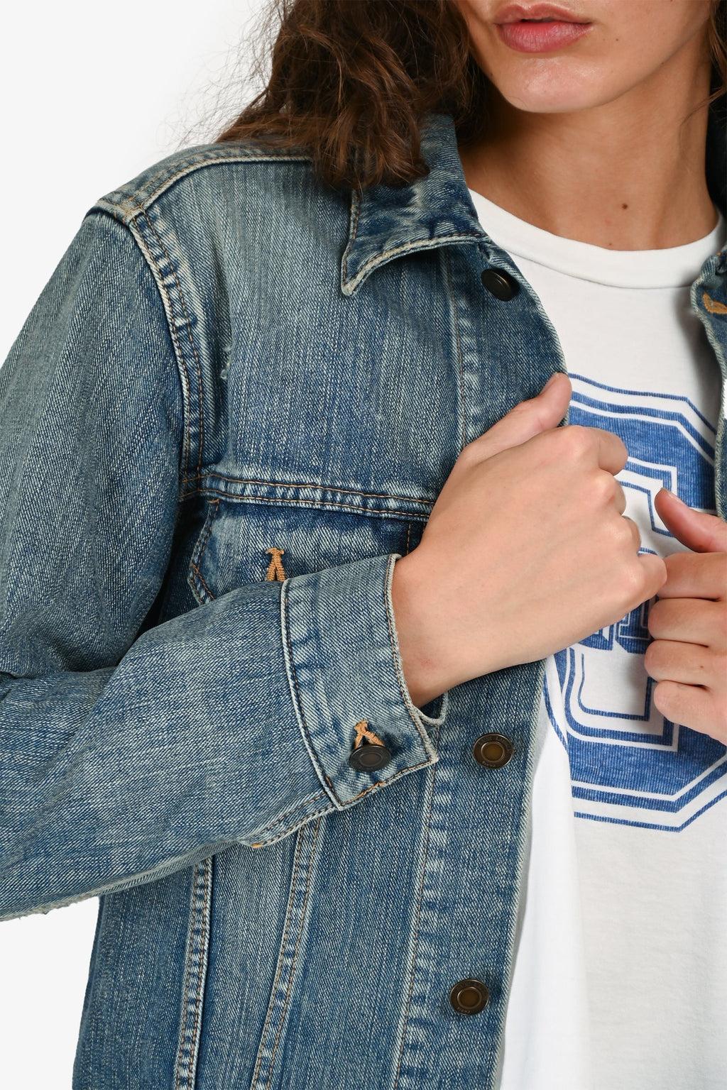 Saint Laurent Blue Distressed Denim Jacket Size XS