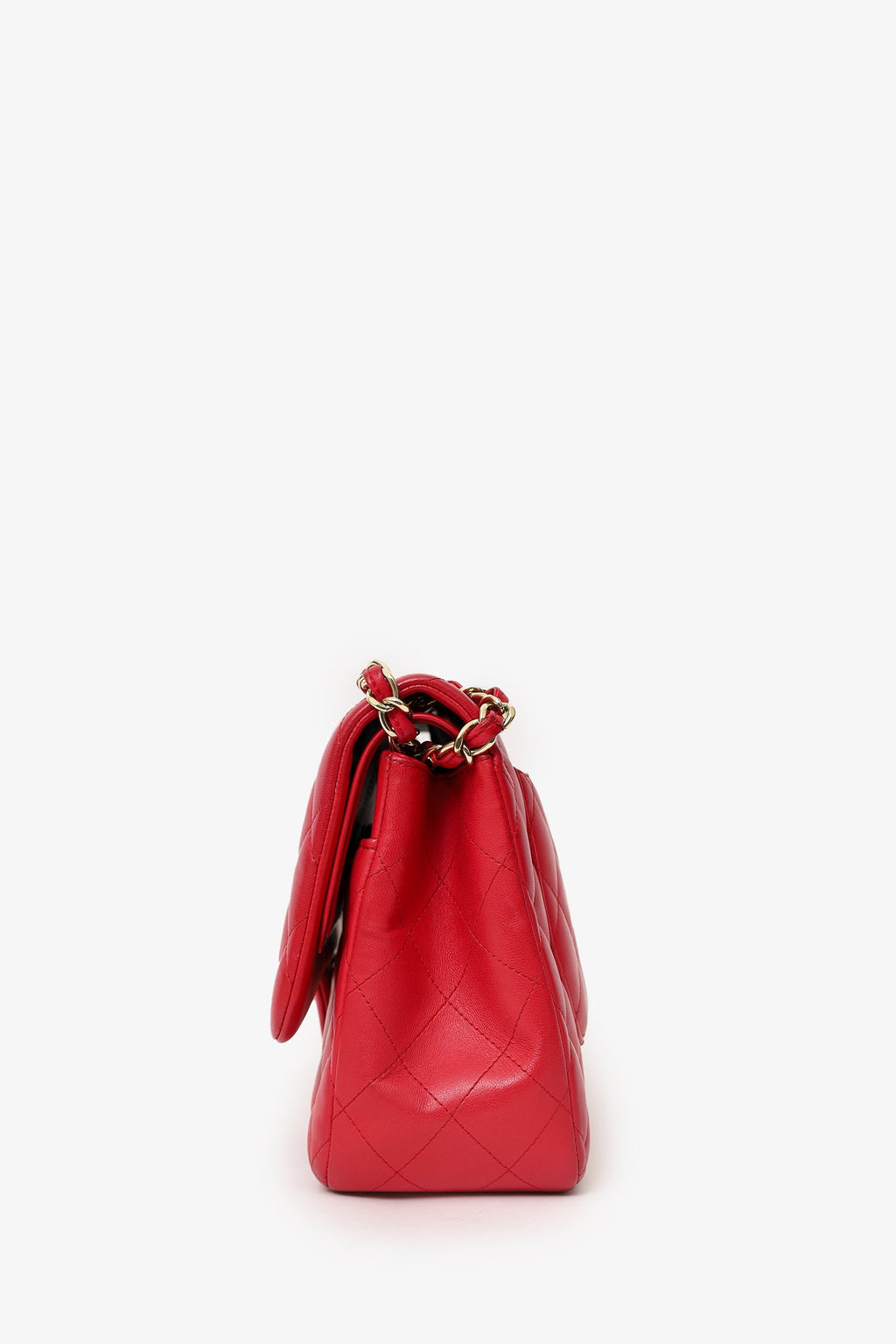 Pre-Loved Chanel™ 2015-16 Red Lambskin Quilted Classic Jumbo Flap Bag
