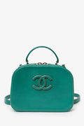 Pre-Loved Chanel™ 2016-17 Green Leather Small Coco Curve Vanity Case