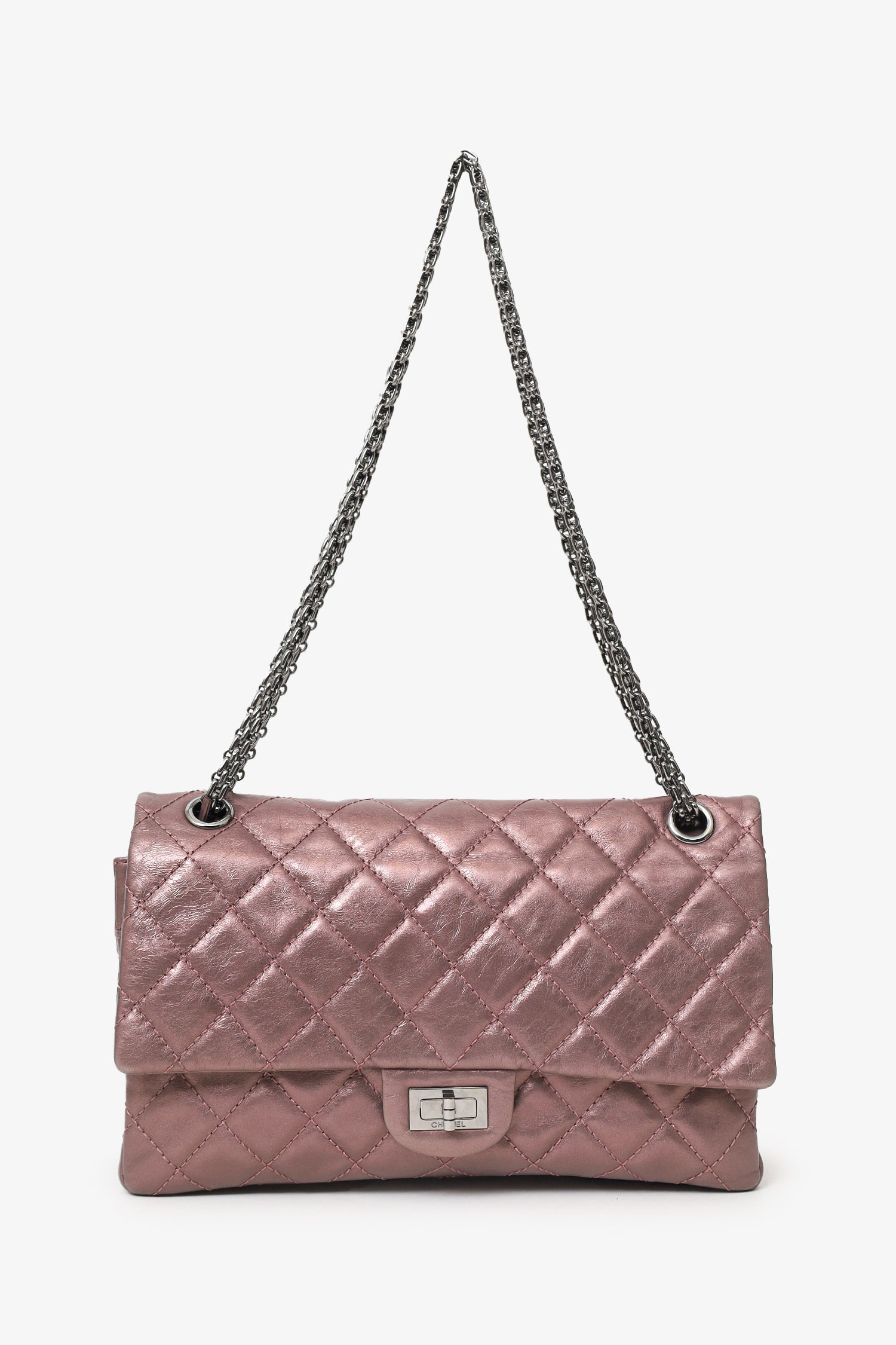 Pre-Loved Chanel™ 2008-09 Brown Metallic Aged Calfskin Quilted 2.55 Reissue Shoulder Bag