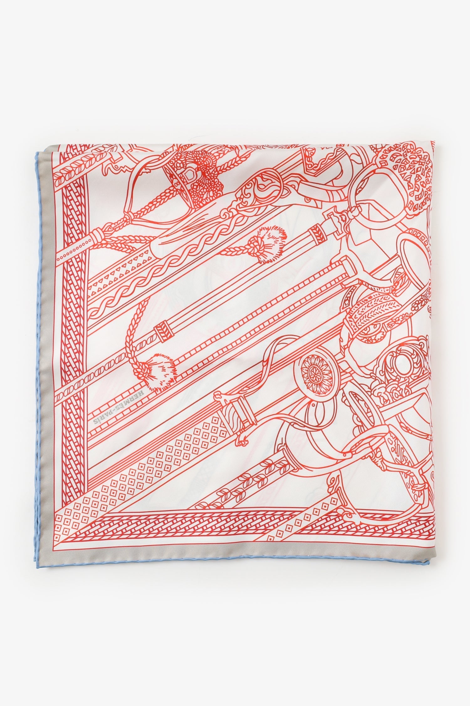 Hermès White/Multi Silk Pattern Scarf 70