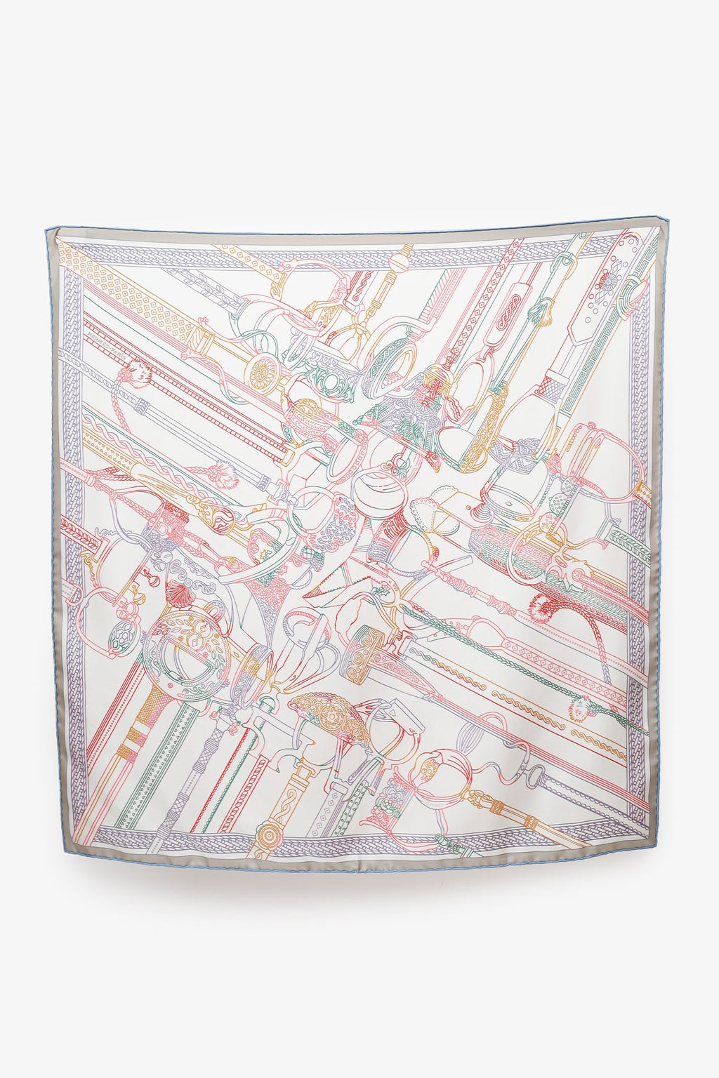 Hermès White/Multi Silk Pattern Scarf 70