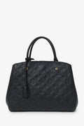 Louis Vuitton 2015 Black Empreinte Leather Montaigne Top Handle With Strap