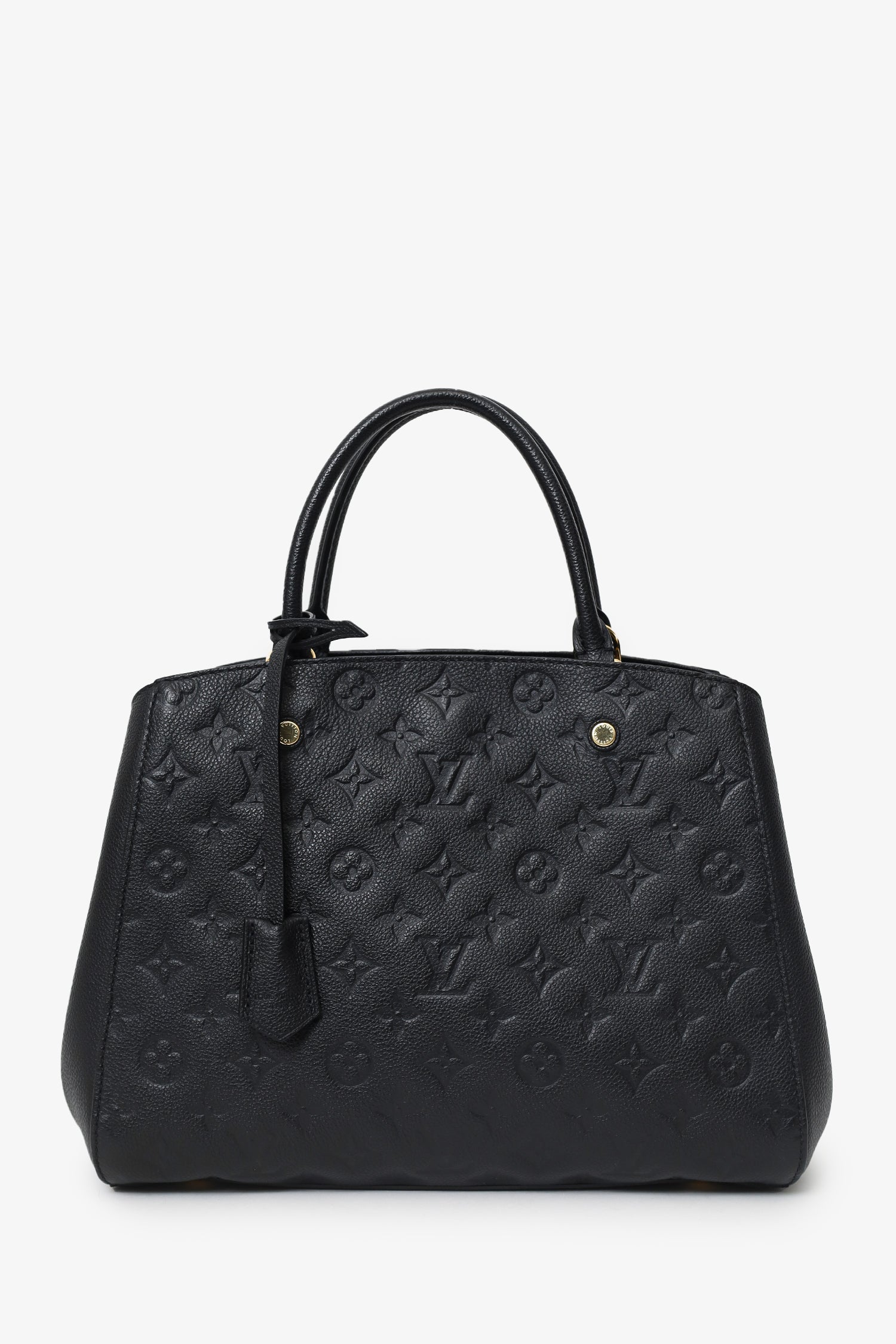 Louis Vuitton 2015 Black Empreinte Leather Montaigne Top Handle With Strap