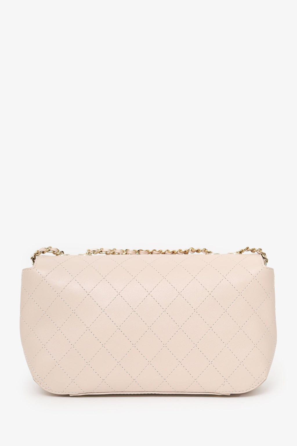 Pre-Loved Chanel™ 2019 Cream Leather Quilted Flat Bag