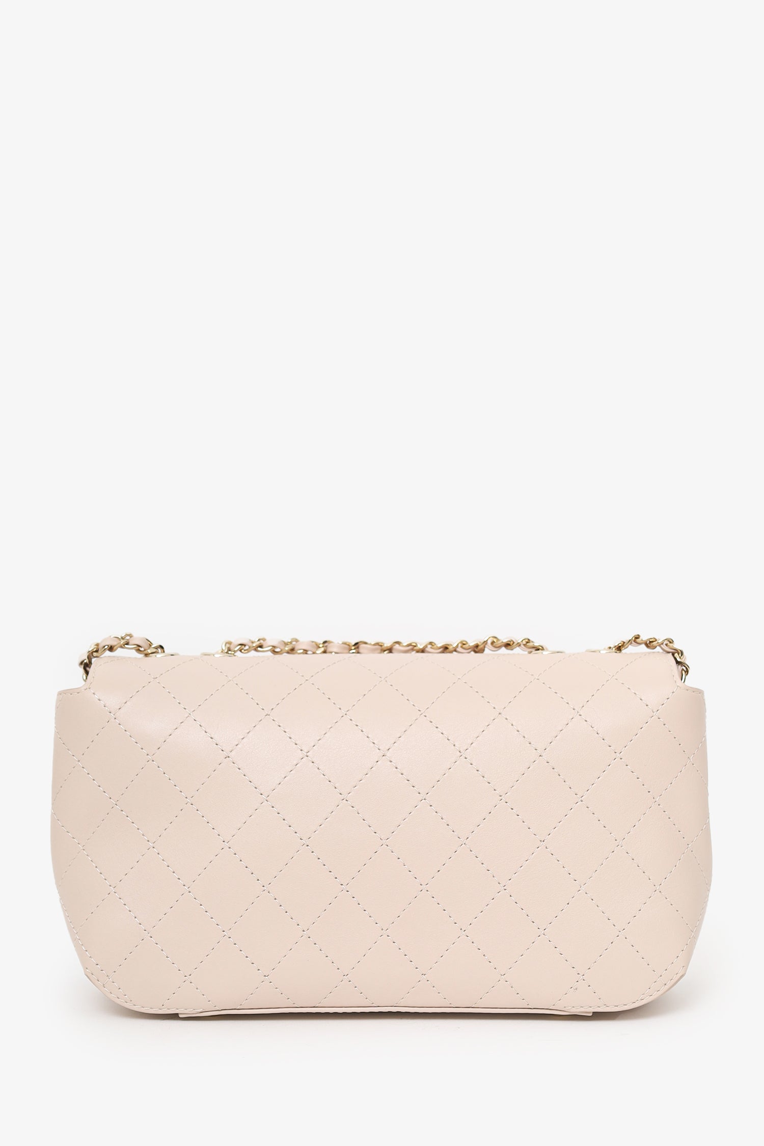Pre-Loved Chanel™ 2019 Cream Leather Quilted Flat Bag
