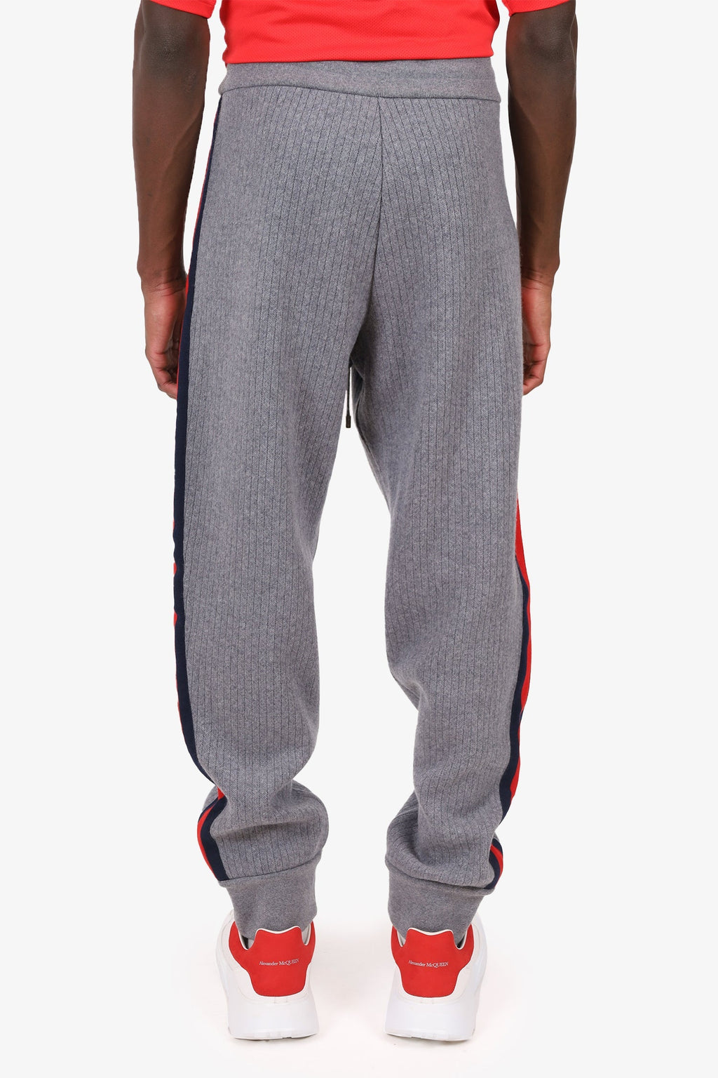 Gucci Grey Wool/Cashmere Web Trim Knit Sweatpants Size XL Mens