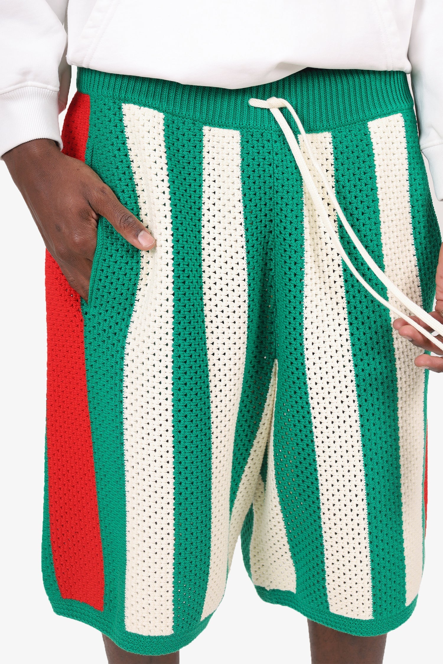 Gucci Green Crochet Striped Shorts Size L Mens