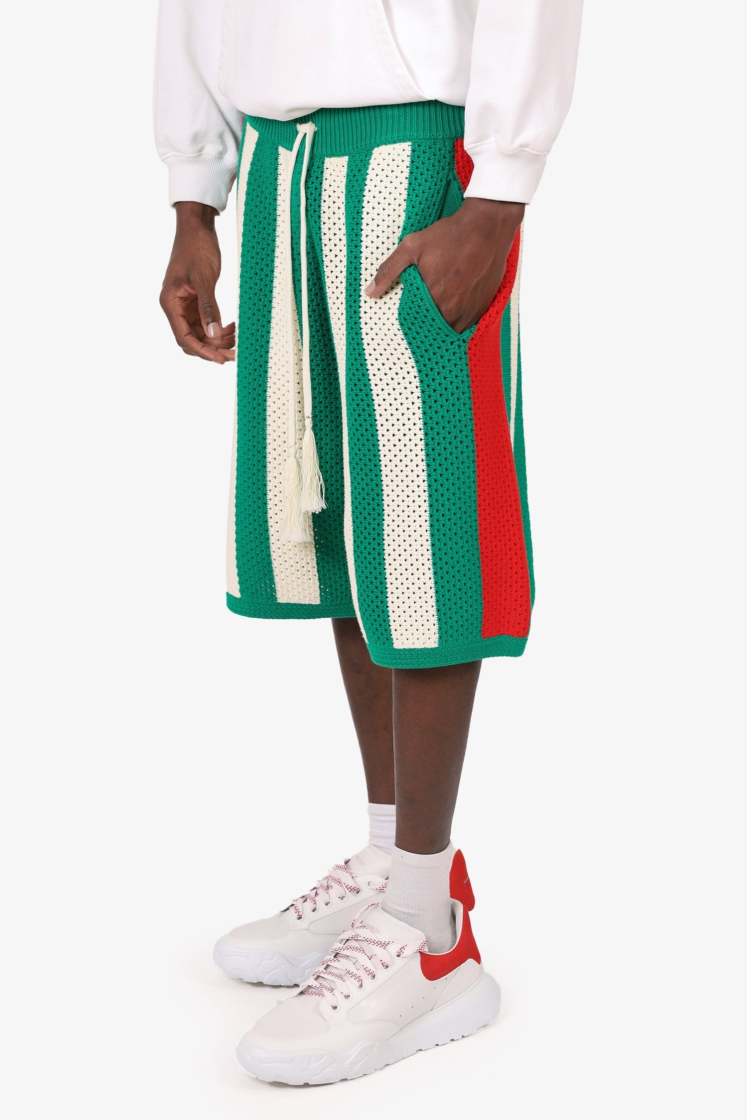 Gucci Green Crochet Striped Shorts Size L Mens