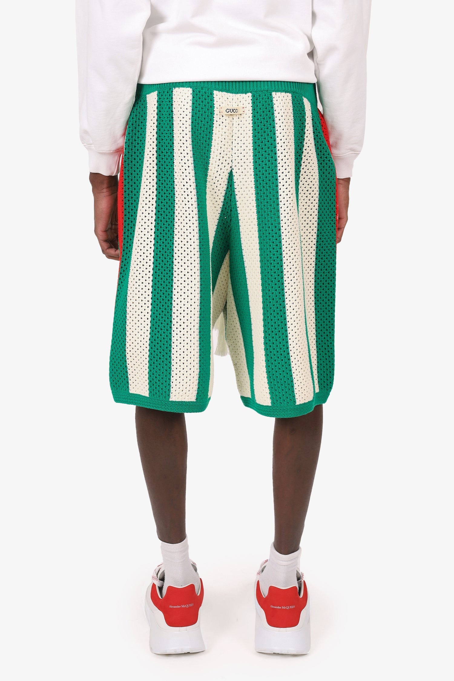 Gucci Green Crochet Striped Shorts Size L Mens