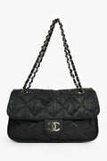 Pre-Loved Chanel™ 2008-09 Black Quilted Coated Canvas Flap Shoulder Bag