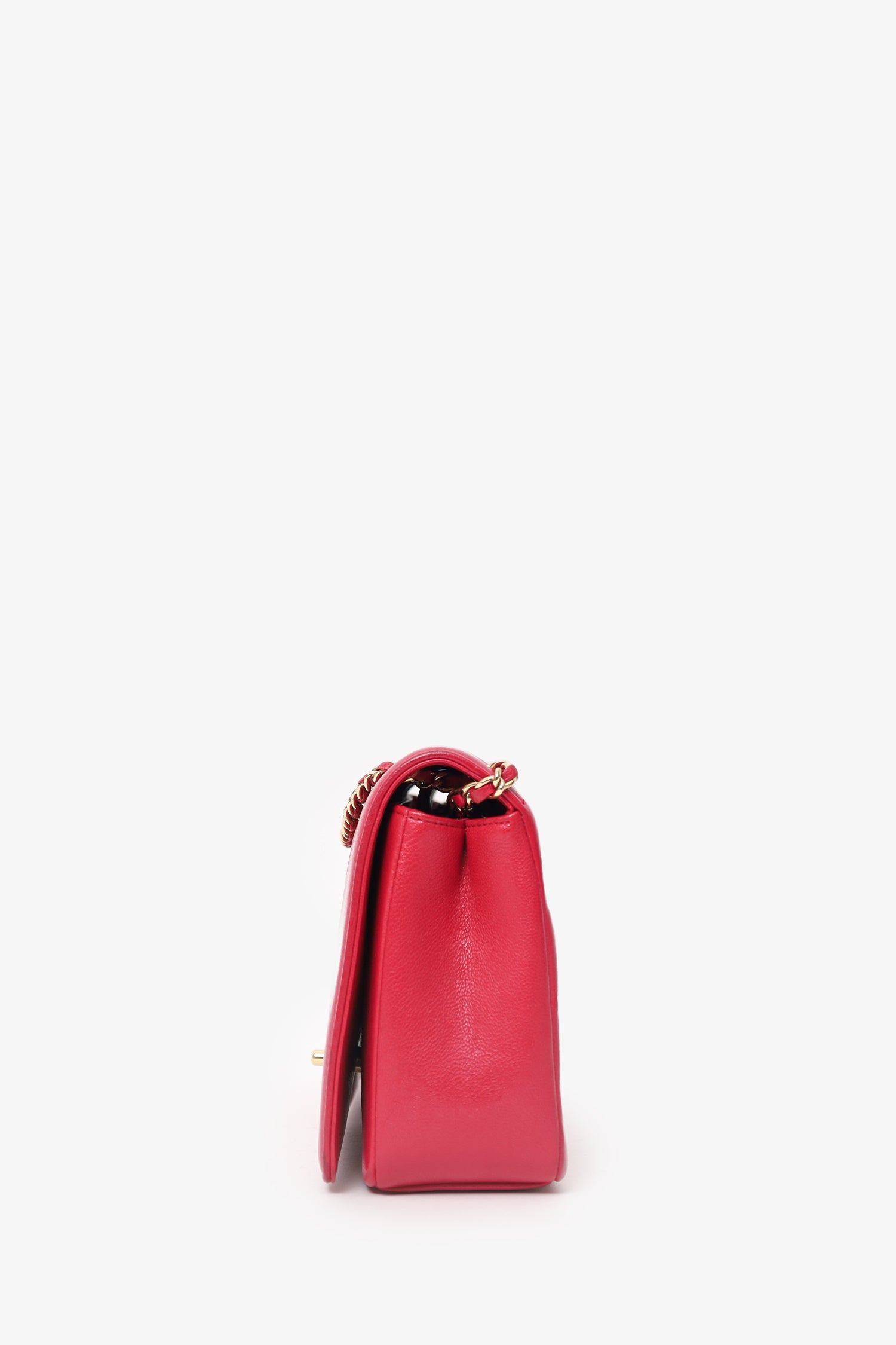 Pre-Loved Chanel™ 2017/18 Pink Leather Quilted Chevron Mademoiselle Bag