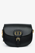 Christian Dior Black Leather Large Bobby Oblique Canvas Strap Crossbody Bag