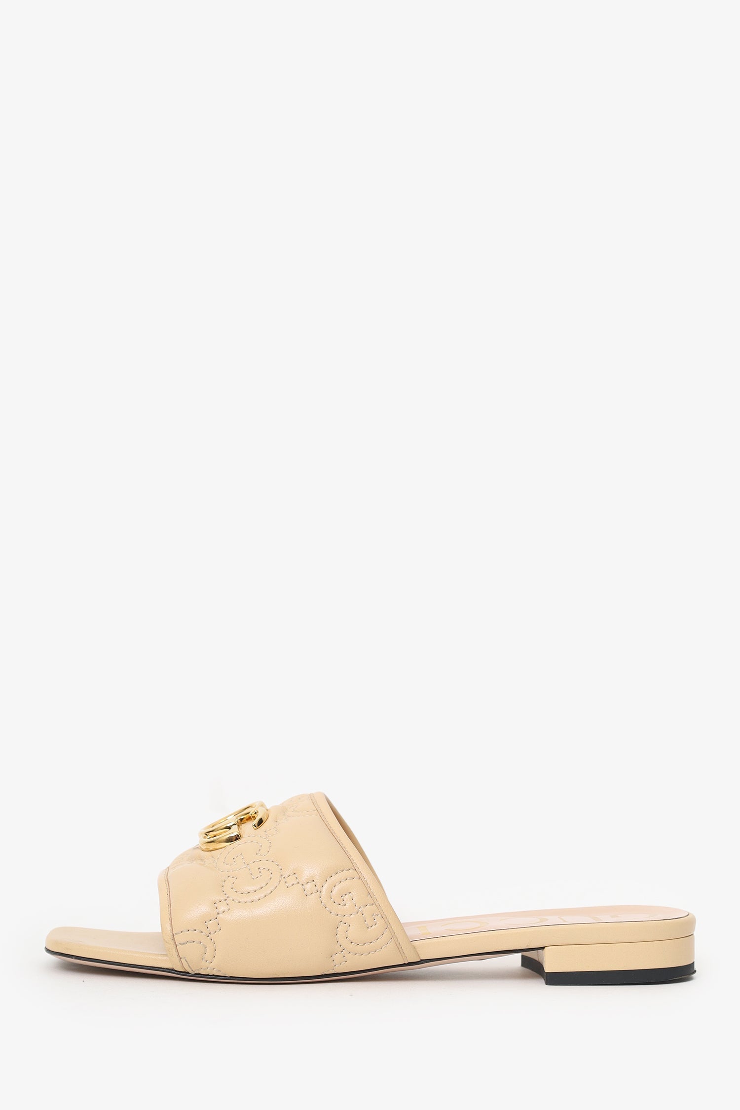 Gucci Beige GG Matelassé Leather Sandals Size 40.5