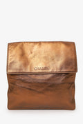 Pre-Loved Chanel™ 1997-99 Gold Metallic Leather Logo Flap Messenger Bag