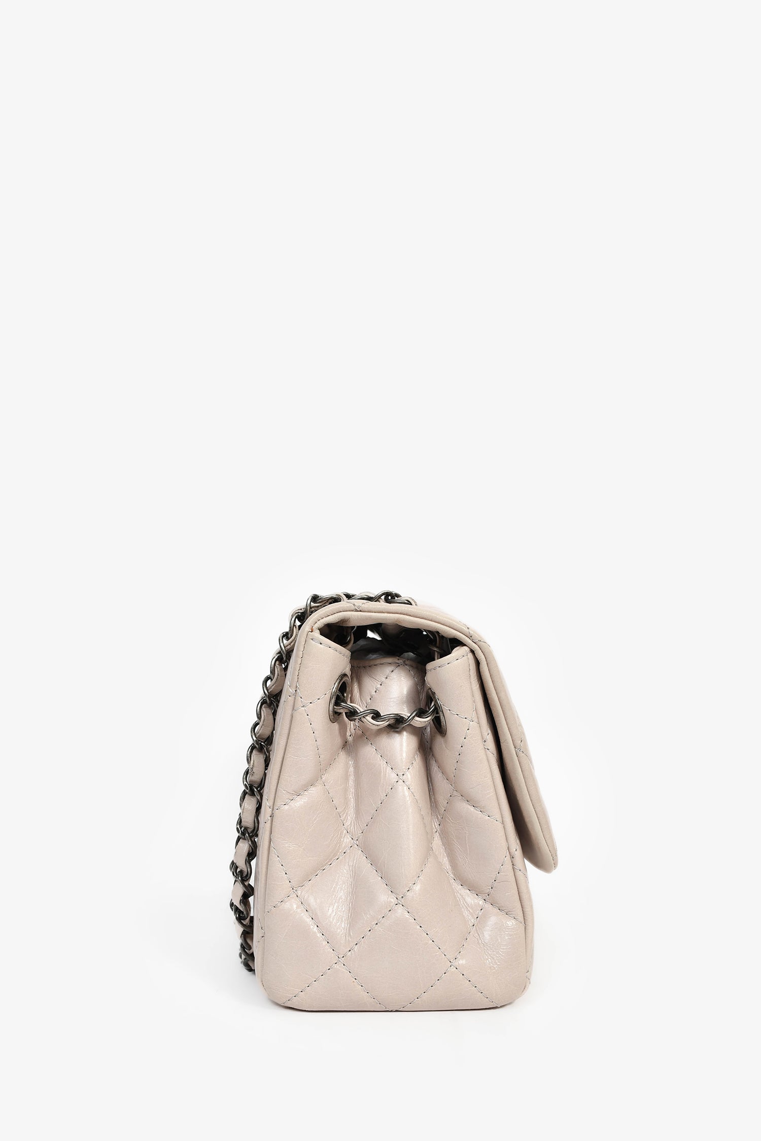 Pre-Loved Chanel™ 2014 Light Taupe Aged Calfskin Leather Jumbo Single Flap