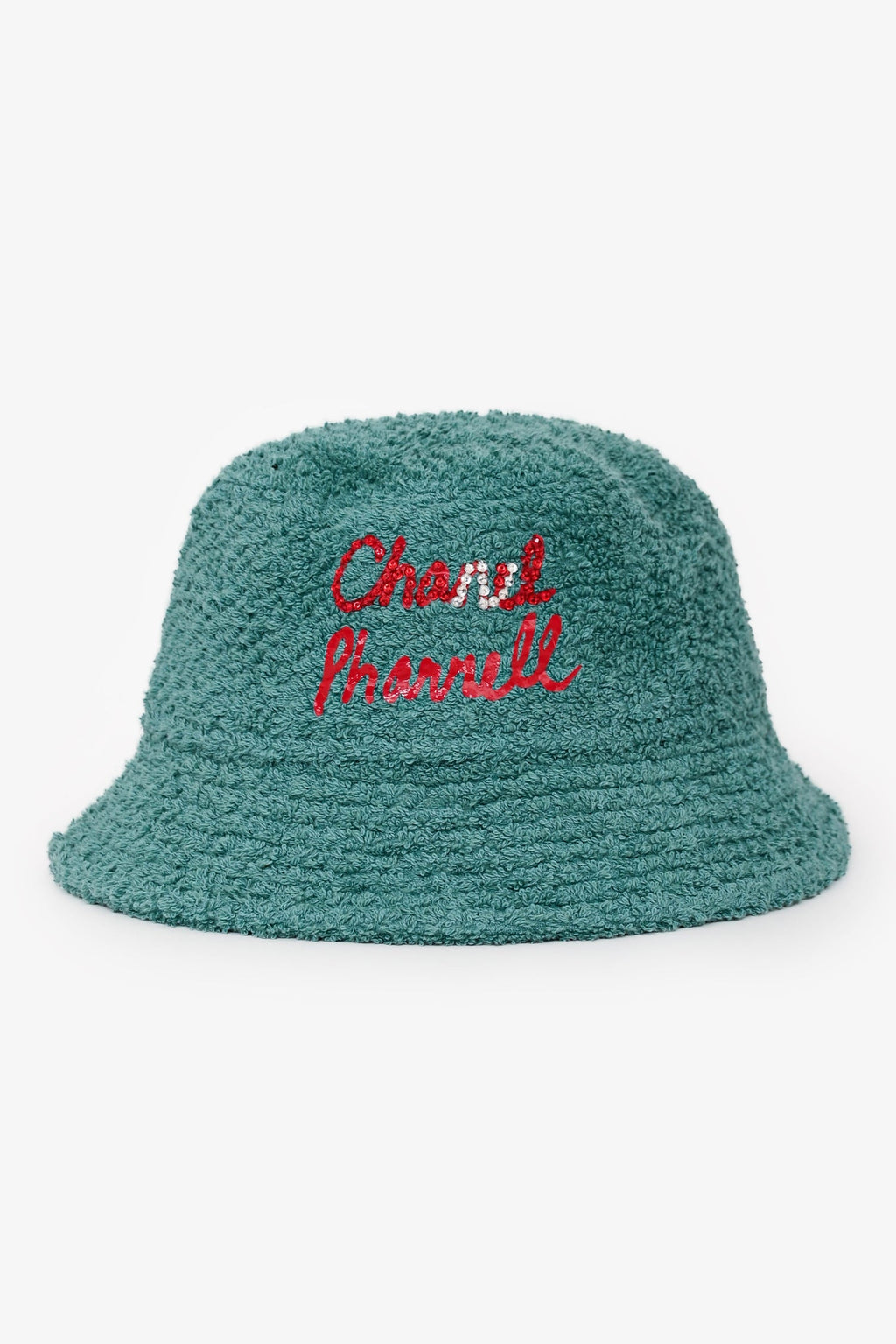 Pre-Loved Chanel™ Green Terry Cloth Sequin/Crystal Embellished Bucket Hat Size S