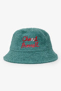 Pre-Loved Chanel™ Green Terry Cloth Sequin/Crystal Embellished Bucket Hat Size S