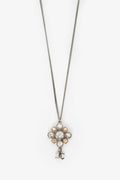Pre-Loved Chanel™ 2012 Silver Toned Crystal Drop CC Pendant Necklace