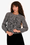 Pre-Loved Chanel™ 2019 Grey Ruffled Tweed Jacket Size 34