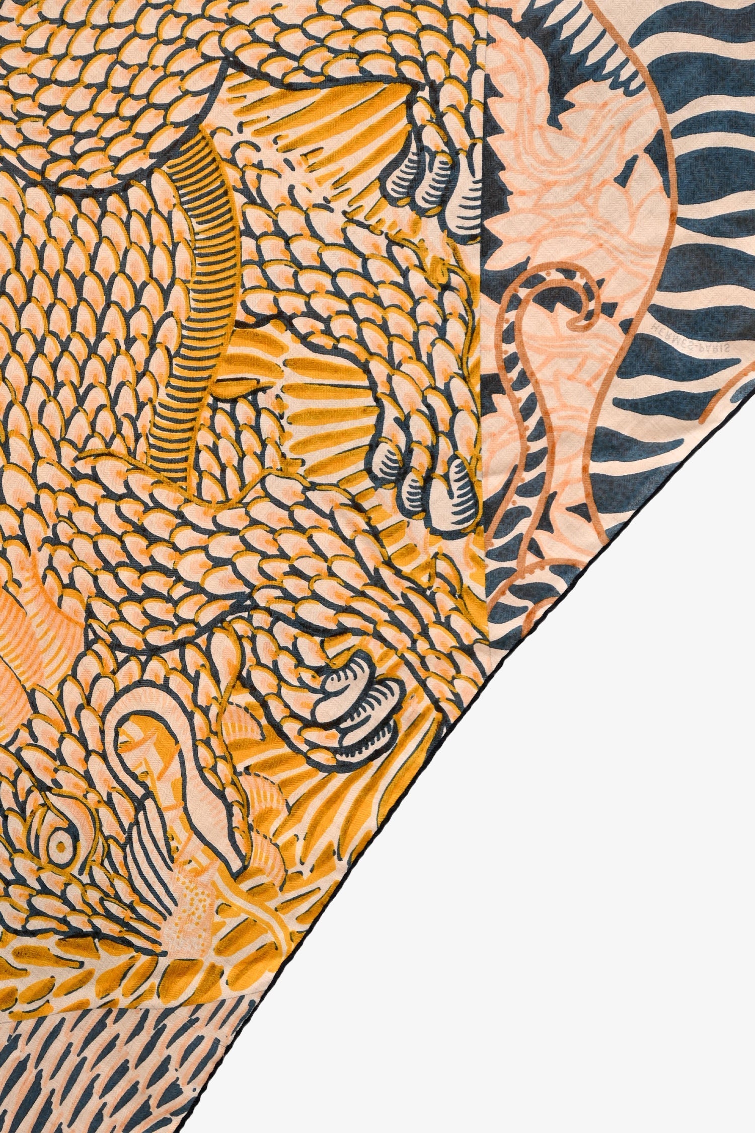 Hermès Yellow/Navy Cashmere 'Jan Bajtlik' Triangle Scarf