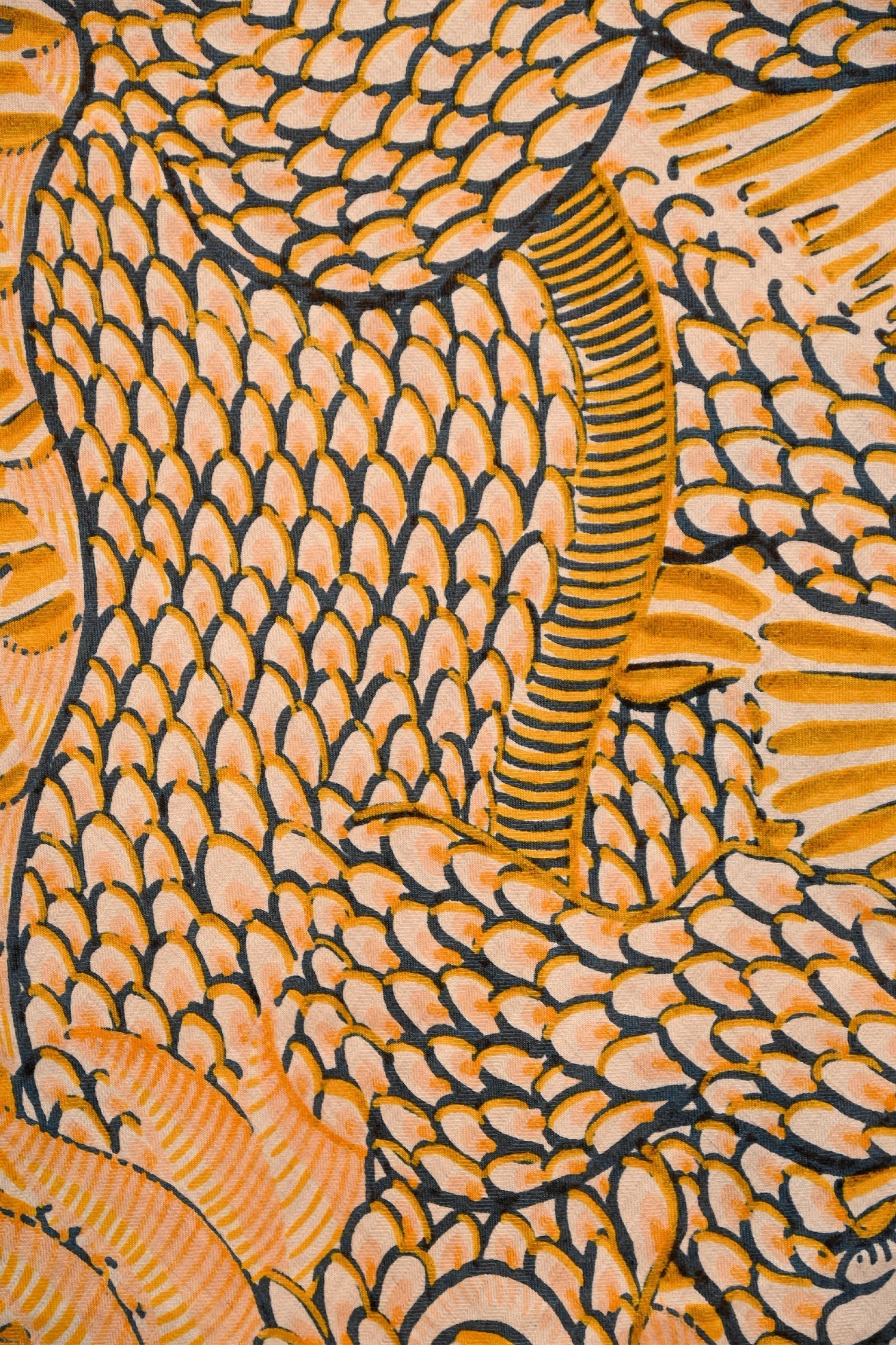 Hermès Yellow/Navy Cashmere 'Jan Bajtlik' Triangle Scarf