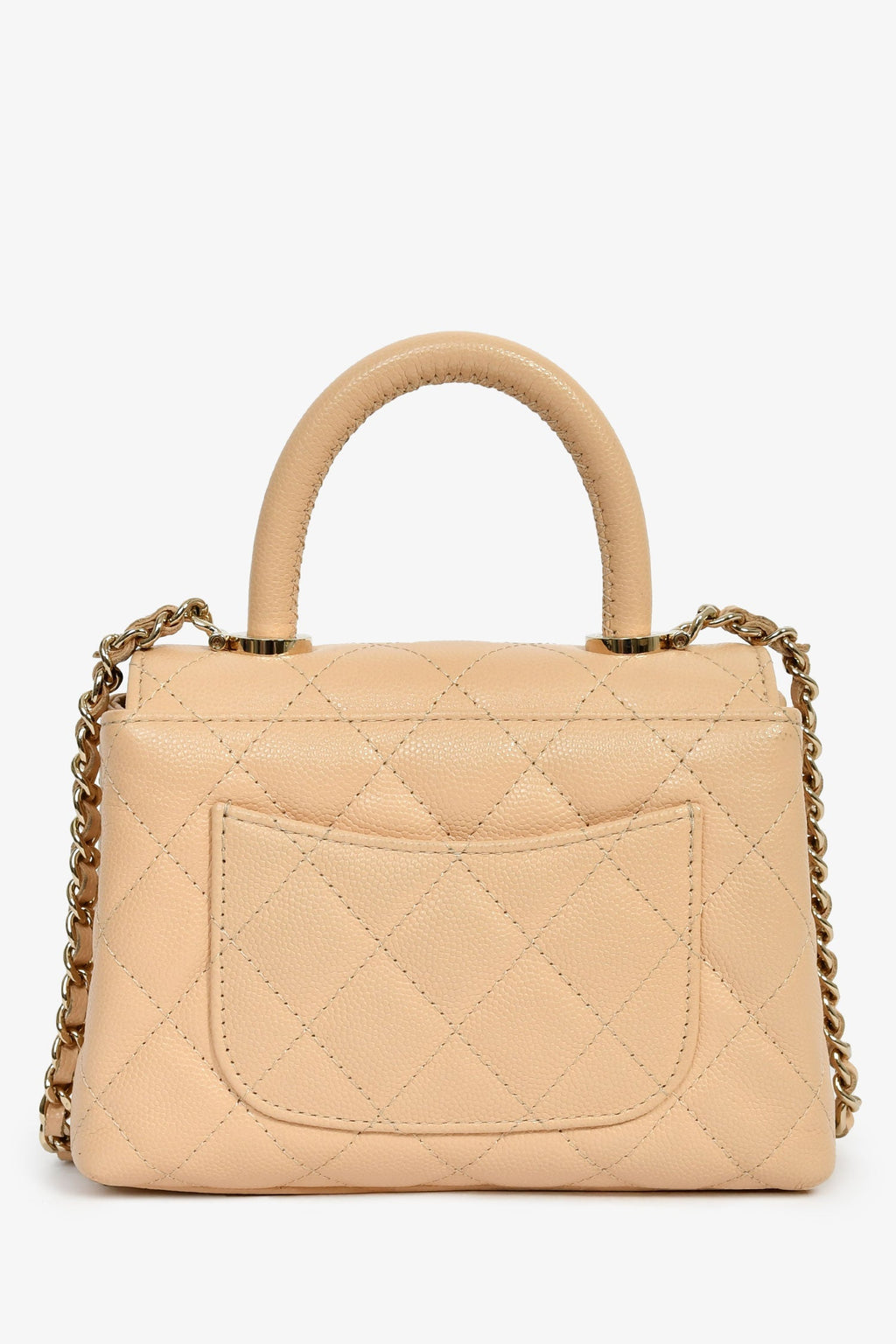 Pre-Loved Chanel™ 2022+ Beige Quilted Caviar Extra Mini Coco Handle Flap Bag
