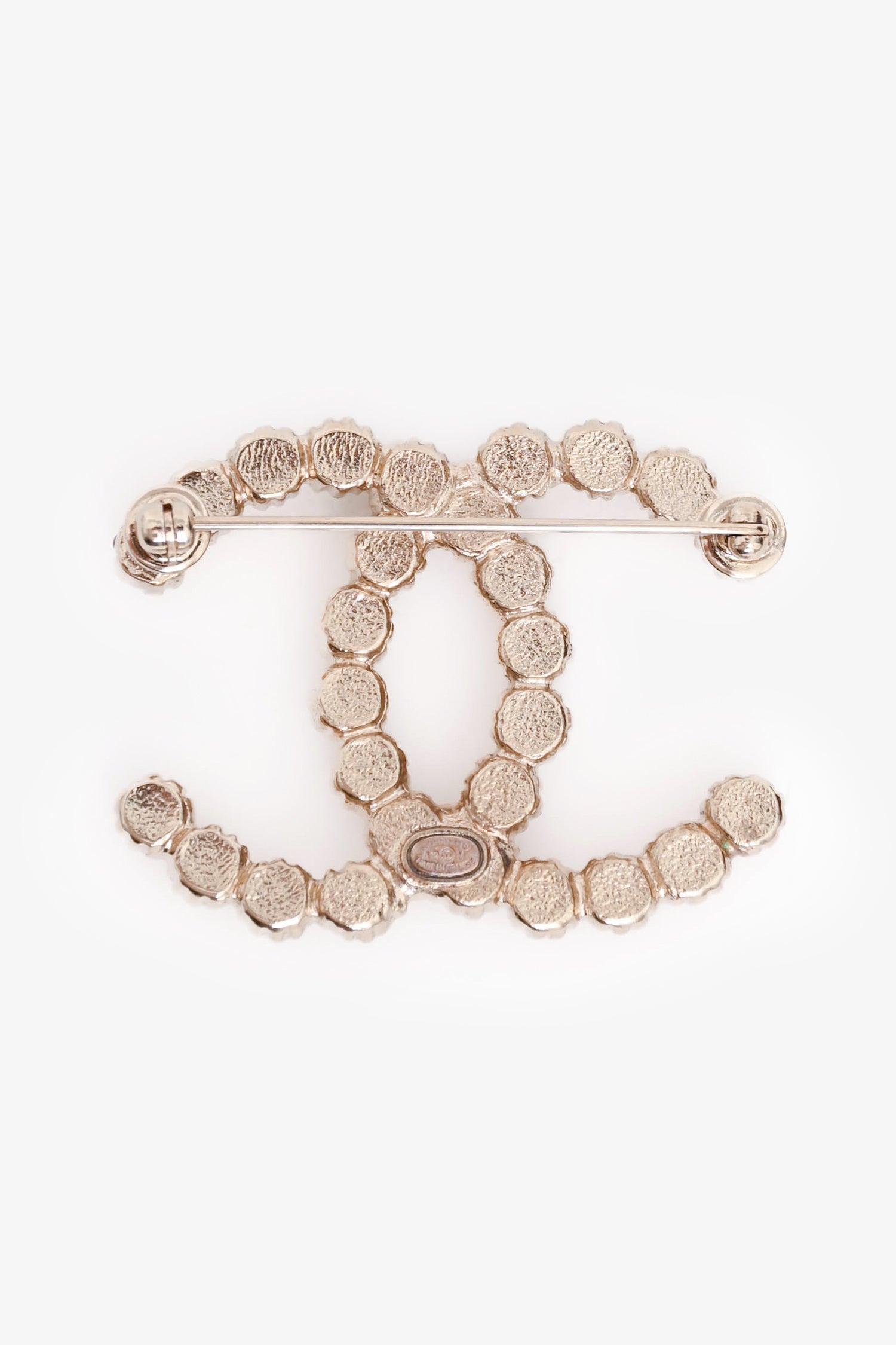 Pre-Loved Chanel™ 2019 Gold Tone Metal/Faux Pearl CC Brooch