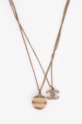 Pre-Loved Chanel™ Gold Toned Pink CC Pearl Pendant Necklace