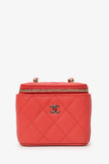 Pre-Loved Chanel™ Coral Classic Caviar Leather Vanity Bag With Chain