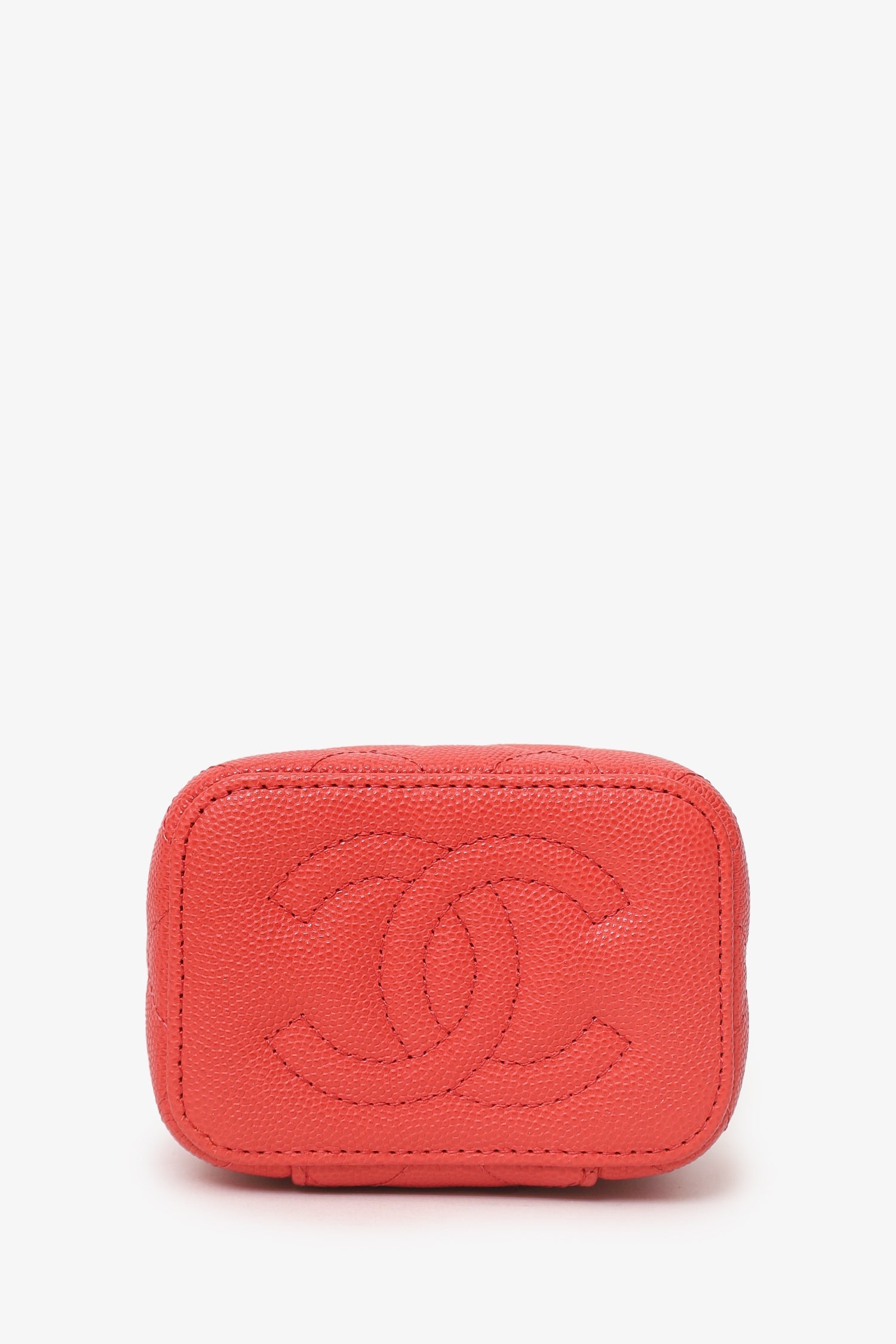 Pre-Loved Chanel™ Coral Classic Caviar Leather Vanity Bag With Chain