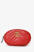 Gucci Red Chevron Leather Marmont Belt Bag