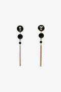 Pre-Loved Chanel™ 2018 Gold Toned Black Double Crystal CC Dangle Earrings