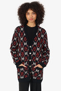 Gucci Black/Red Wool GG Logo Jacquard igan Size XS