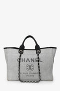 Pre-Loved Chanel™ Grey/Black Tweed/Leather 31 Rue Cambon Medium Deauville Tote Bag