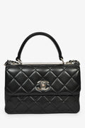 Pre-Loved Chanel™ 2017 Black Lambskin Leather Trendy Top Handle Bag